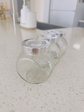 IKEA Clear Glass Spice Jars with Silver Lids